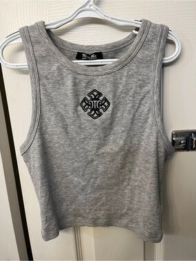Miss Me Light Grey Ribbed Logo Crop Tank size M